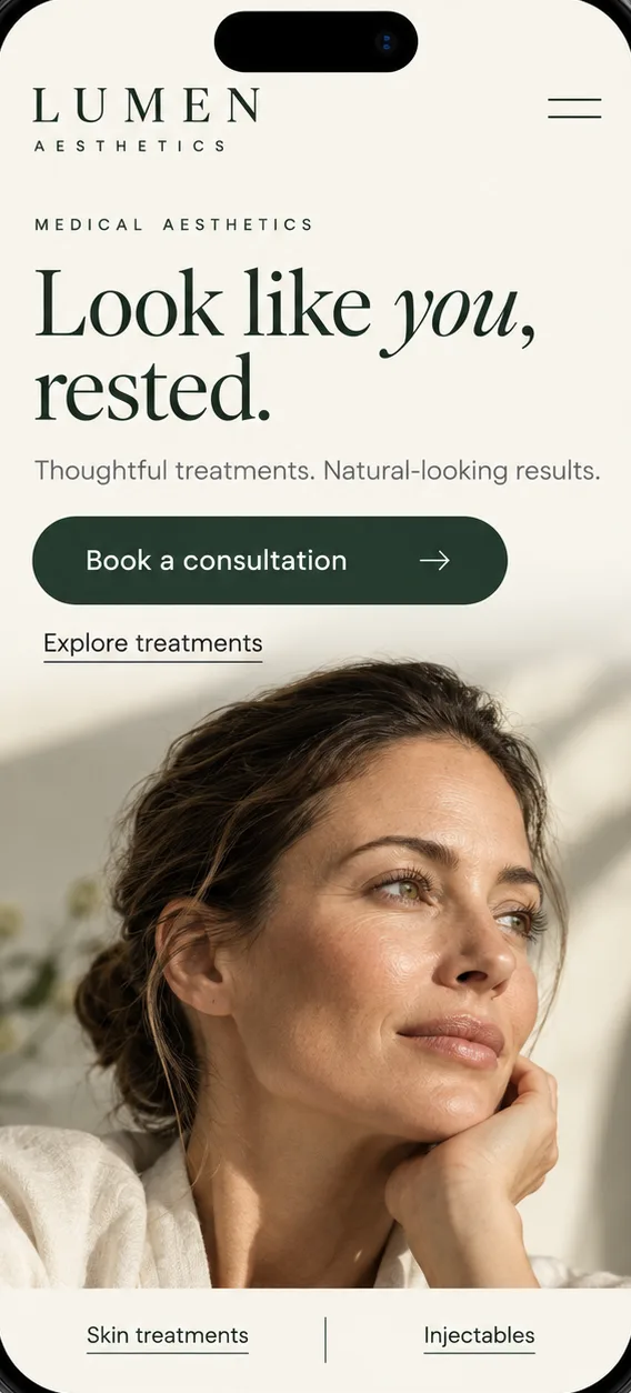 Example med spa site on a phone